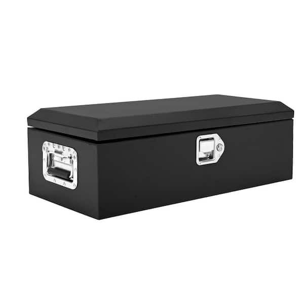 30" x 13" x 10" Steel Truck Bed Tool Box, Heavy Duty Black Metal Toolbox with Side Handle & Lock Keys