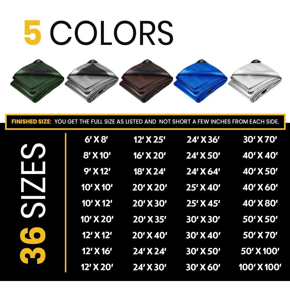 Extra Heavy Duty Silver/Black 40' x 80' Waterproof Tarp