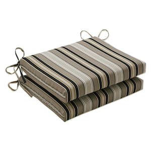 Striped 18.5 x 16 Outdoor Dining Chair Cushion in Black/Grey (Set of 2)