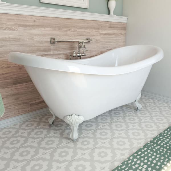 Chesapeake 69 in. x 29 in. Acrylic Clawfoot Bathtub in White