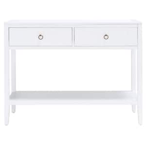 Tegan 42.01 in. White Rectangle Wood Console Table with Drawer