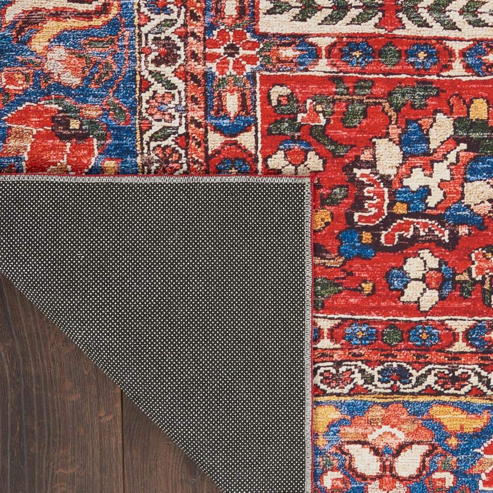 Red and Blue Persian Style Non-Slip 5' x 7' Rug