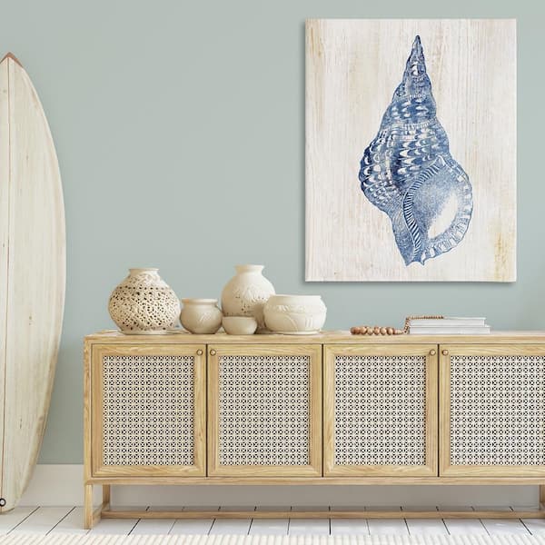 Tranquil Blue Shell by Susan Arnot Unframed Animal Graphic Art Print 48 in. x 36 in.