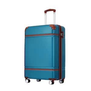 28 in. Blue Spinner Wheels, Rolling and Lockable Handle Suitcase