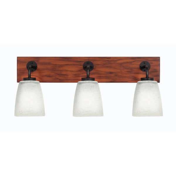 Unbranded Kirby 26 in. 3-Light Matte Black and Painted Wood-look Metal Vanity Light