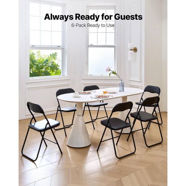 SKYSHALO 6-Pack Folding Chairs, Stackable Leather Chairs with