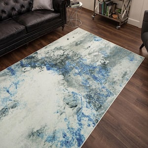 Gold Vein Blue 6 ft. x 9 ft. Abstract Area Rug
