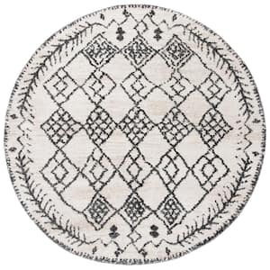 Tunisia Ivory/Black 7 ft. x 7 ft. Diamond Geometric Round Area Rug