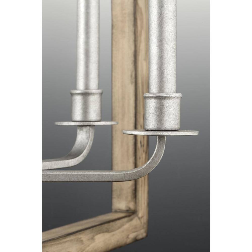 Turnbury Galvanized Steel and Wood 6-Light Chandelier