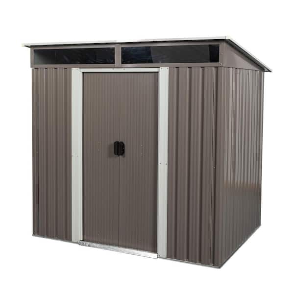 Unbranded 6 ft. x 5 ft. Outdoor Metal Storage Transparent Plate with Easy-build Shed 30 sq. ft.