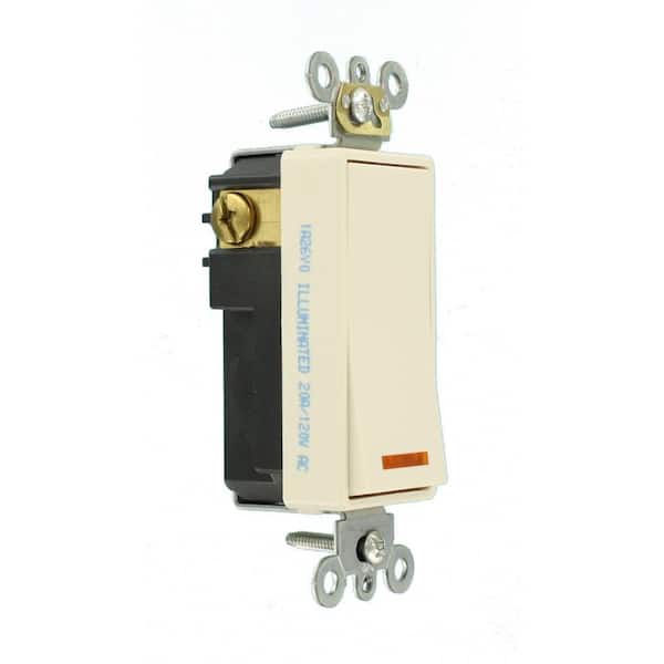20 Amp Decora Plus Commercial Grade Single Pole Lighted Rocker Switch with Pilot Light, Light Almond 5631-2T