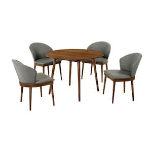 Arcadia and Juno 42 in. Round Charcoal and Walnut Wood 5-Piece Dining Set
