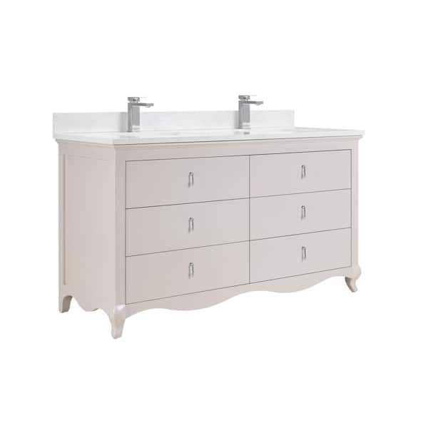 WS2512-60-DW 60 in. Double Sink Sink Vanity Dreamy White Bath Vanity with White 1 in. Artificial Stone Top