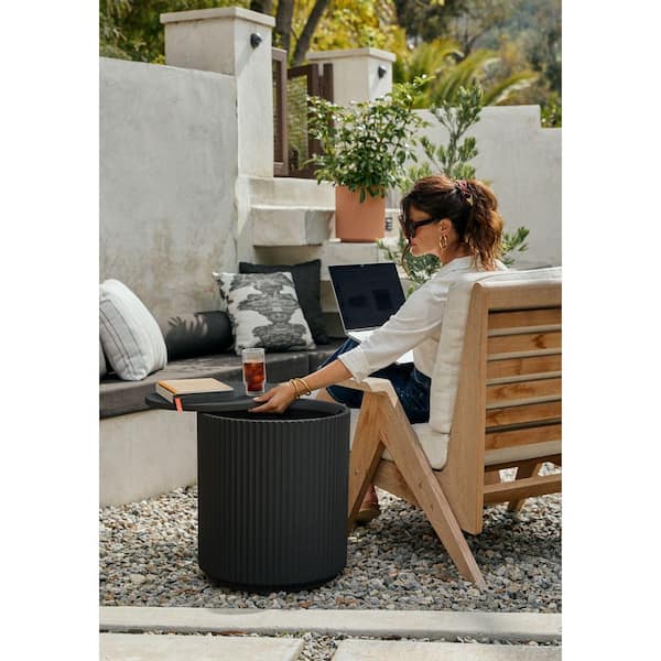 Veradek Round Black Plastic 21 in. H Outdoor Cooler Side table