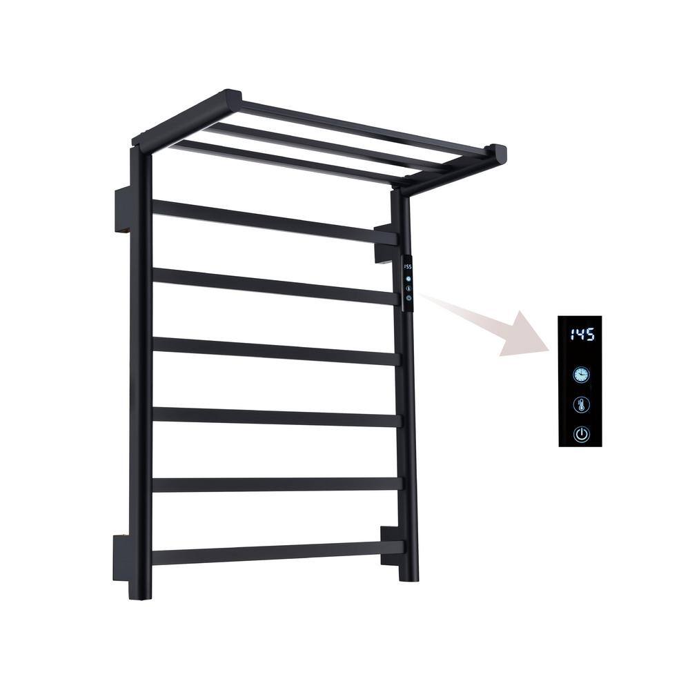 9-Bar Plug-In/Hardwired Wall Mounted Electric Towel Warmer Rack in Matte Black with Three Foldable Bars price history on PriceWatchPro