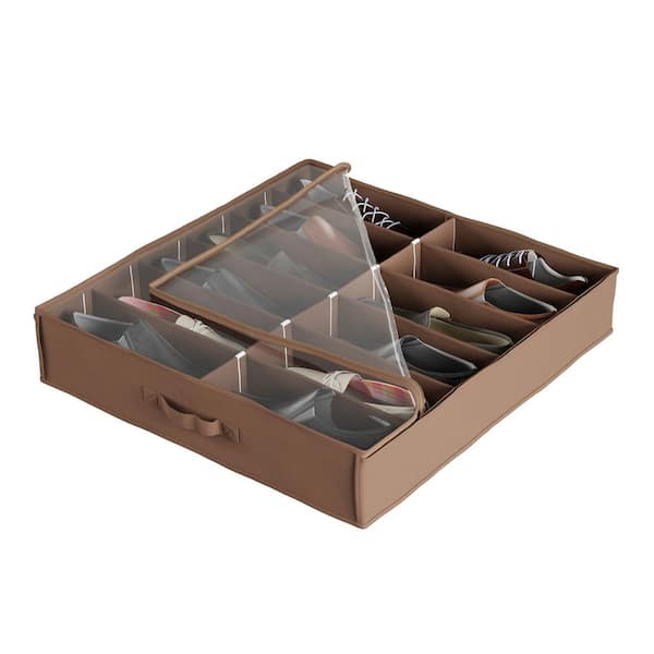 Everyday Home 27 in. x 24 in. 12-Pair Clear Plastic Zippered Cover Underbed Shoe  Storage Organizer Set of 4 SH-BUND157 - The Home Depot