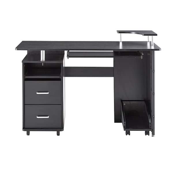 LUCKY ONE 47 in. Computer Desk in Black with Keyboard Tray Storage Drawers, and CPU Tray