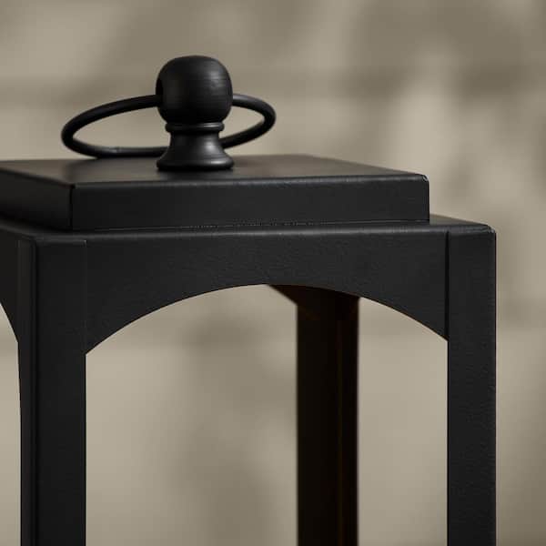Hampton Bay 11.8 in. Black Metal Lantern With LED Candle