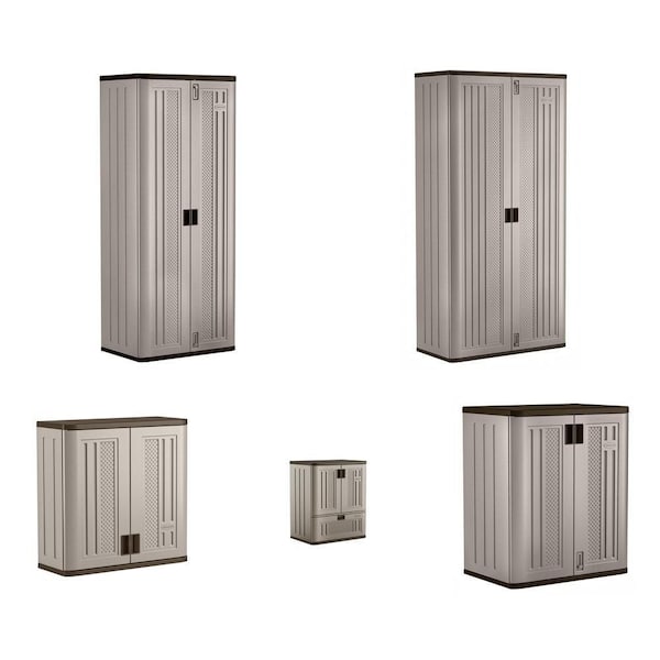 30 in. x 72 in. and 40 in. x 80 in. Freestanding Garage Cabinets, 30 in. Wall Cabinet, and Two 30 in. Base Cabinets