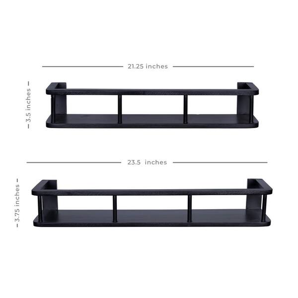 DANYA B 29 in. 2-Tier Black Ledge Wall Shelf Entryway or Bathroom Organizer  with Five Hanging Coat or Towel Hooks XF190712BK - The Home Depot