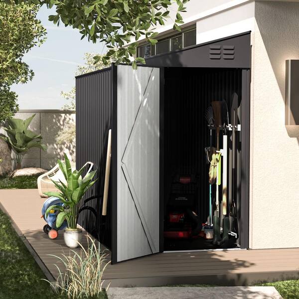 AECOJOY 4.2 ft. W x 7 ft. D Outdoor Lean to Storage Metal Shed