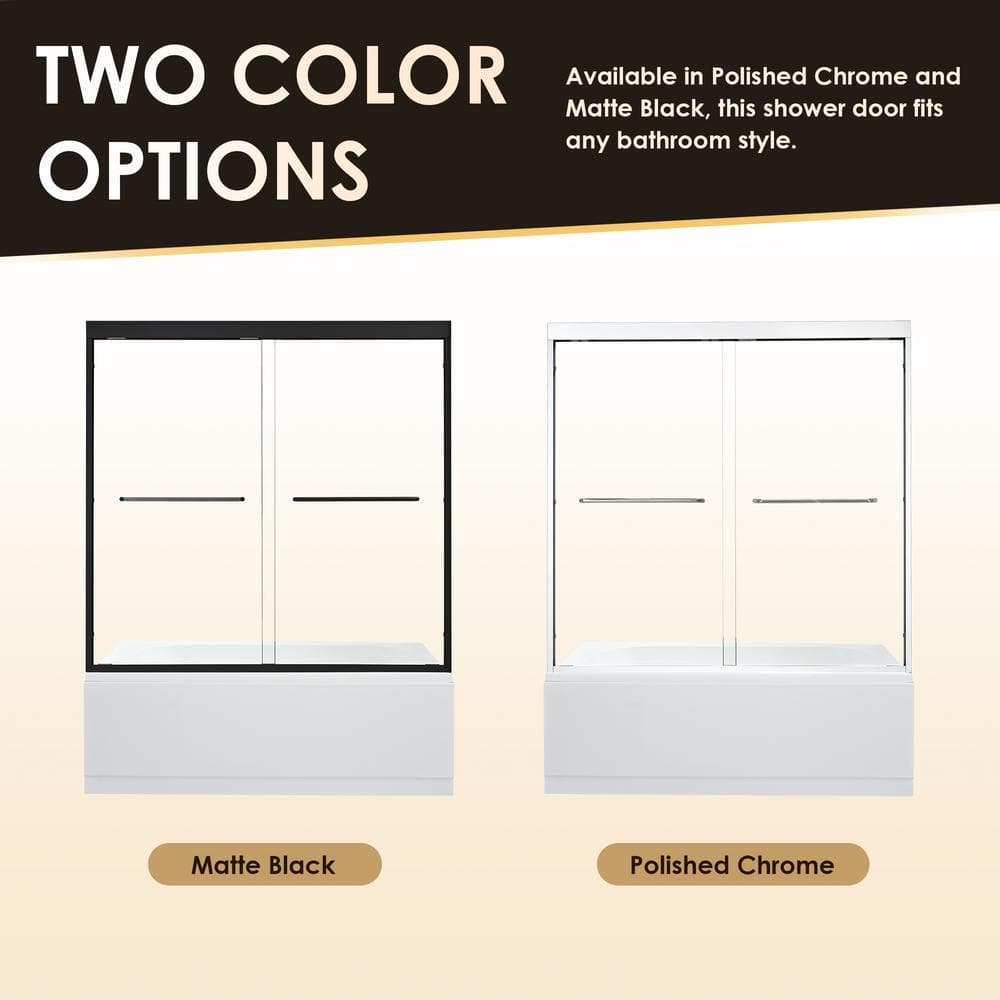 Ennis 60" Polished Chrome Framed Tub Door with Clear Glass