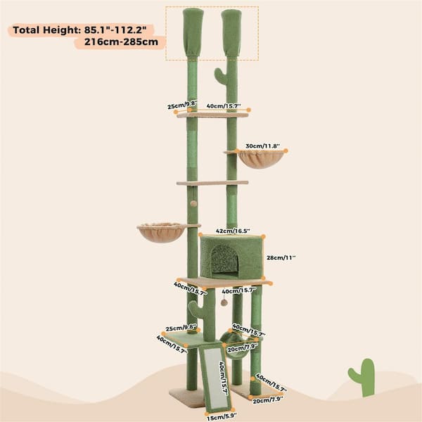 Foobrues Cactus Cat Tree Floor to Ceiling Cat Tower with