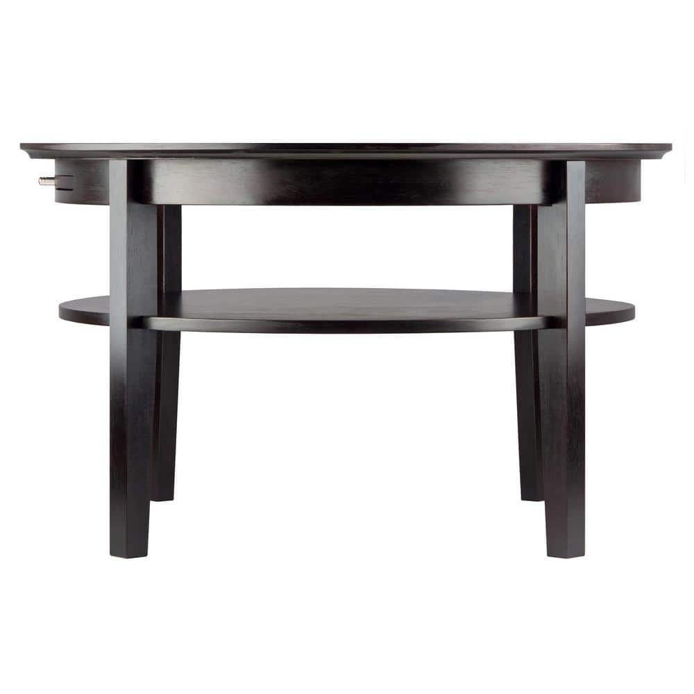 Traditional Amelia Round Espresso Wood Coffee Table with Storage