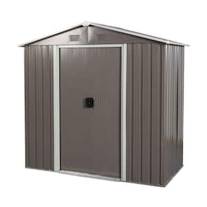 6 ft. W x 4 ft. D Gray Outdoor Metal Storage Shed with Floor Base, Sliding Doors and Padlock (24 sq. ft. )