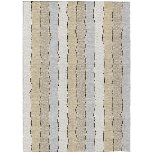 Chantille Machine Washable Indoor/Outdoor Abstract ACN3039 Ivory 9 ft. x 12 ft. Area Rug