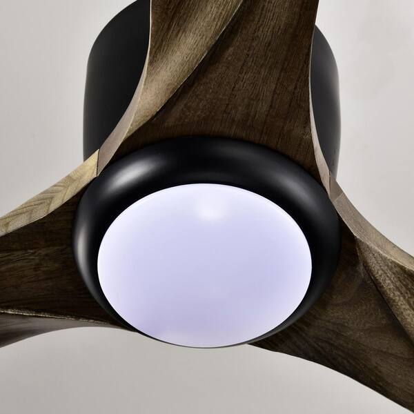 Jushua 52 in. Matte Black Solid Wood Blades Downrod Mount Standard