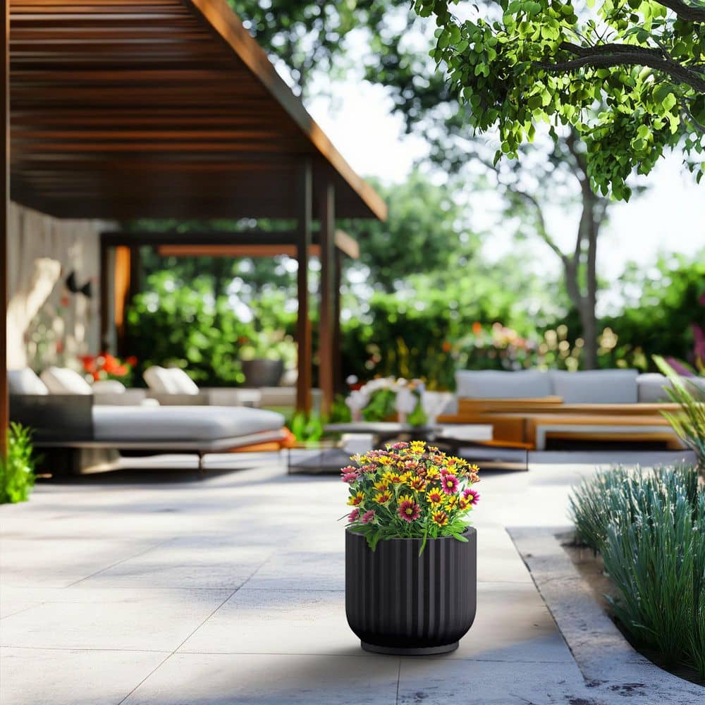 11.5 in. Medium Charcoal Black (Enhanced Interior) Concrete Round Planter / Pot with Drainage Holes price history on PriceWatchPro