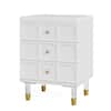 BYBLIGHT Fenley White Gold 3-Drawer Nightstand