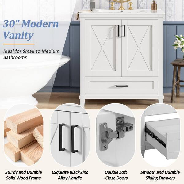 キャビネット Polibi 36 in. W x 18 in. D x 34 in. H Wood Frame Bath Vanity
