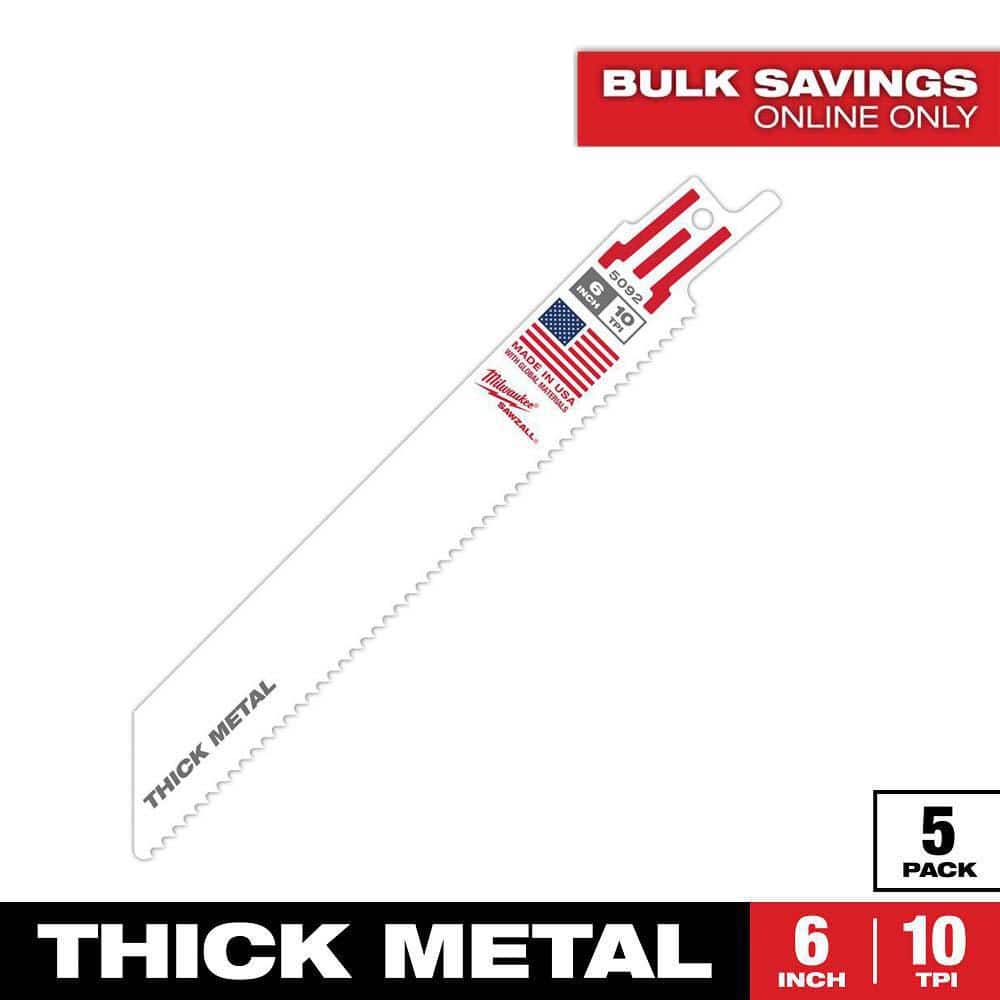 Milwaukee 6 in. 10 TPI Thick Metal Cutting SAWZALL Reciprocating