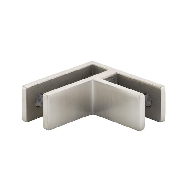 Hercules Silver Stainless Steel 2-way Corner Glass to Glass Panel Holder for Glass Railing