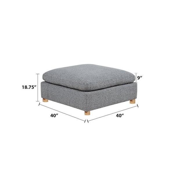 Best Quality Furniture Dexter Rich Grey Color Boucle Fabric Square