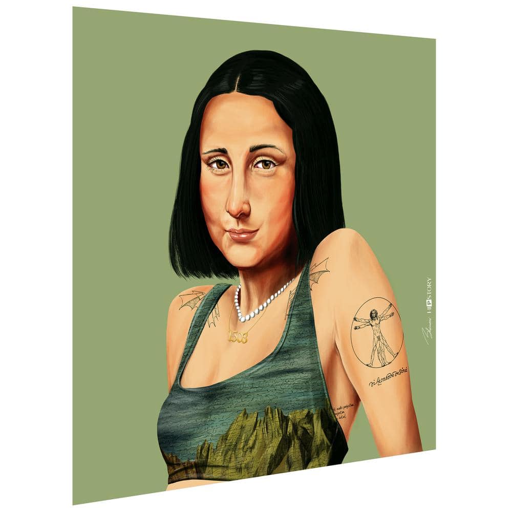 Hip Mona Lisa 24" Green and Glass Modern Wall Art
