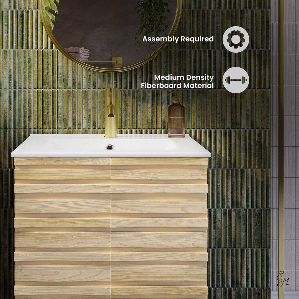 Cascade 24" Natural Oak Freestanding Bathroom Vanity