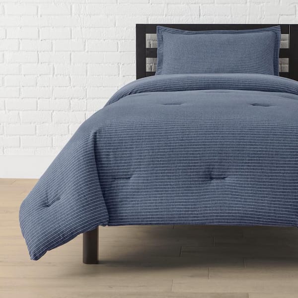 StyleWell 3-Piece Midnight Blue Stripe Jersey Knit Full/Queen Comforter Set