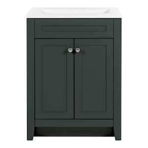 Lilley 24 in. W x 19 in. D x 33 in. H Single Sink  Bath Vanity in Viridian Green with White Cultured Marble Top