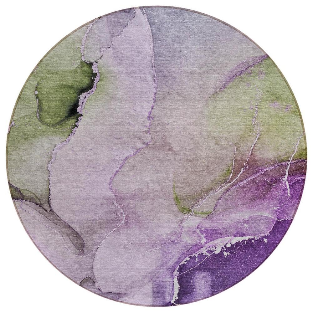 Purple 8 ft. Round Woven Abstract Polyester Round Indoor/Outdoor Area Rug price history on PriceWatchPro