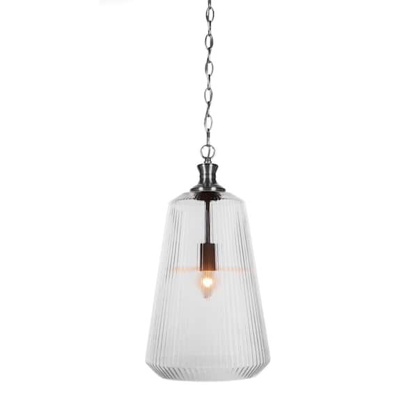 Unbranded Orleans 60-Watt 1-Light Brushed Nickel Shaded Mini Pendant Light with Glass Shade