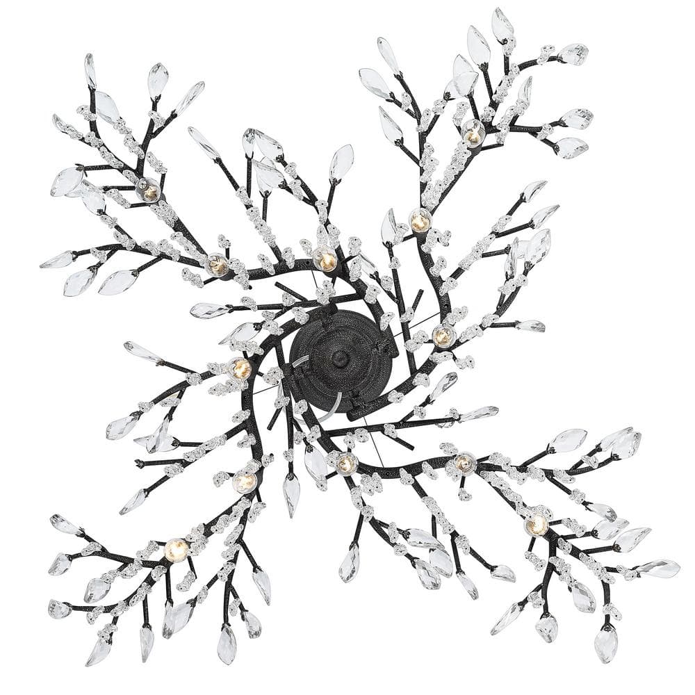 Black Crystal Candle 12-Light Chandelier