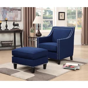Emery Blue Polyester Arm Chair