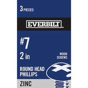 #7 x 2 in. Phillips Round Head Zinc Plated Wood Screw (3-Pack)