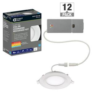 4 in. Adjustable CCT Integrated LED Canless Recessed Light Trim 650 Lumens Kitchen Bathroom Remodel Wet Rated (12-Pack)