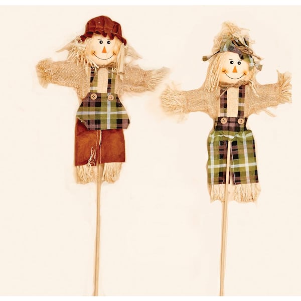 12 in. Scarecrow Pick on 10 in. Stick (4-Set of 2) 2206 - The Home Depot