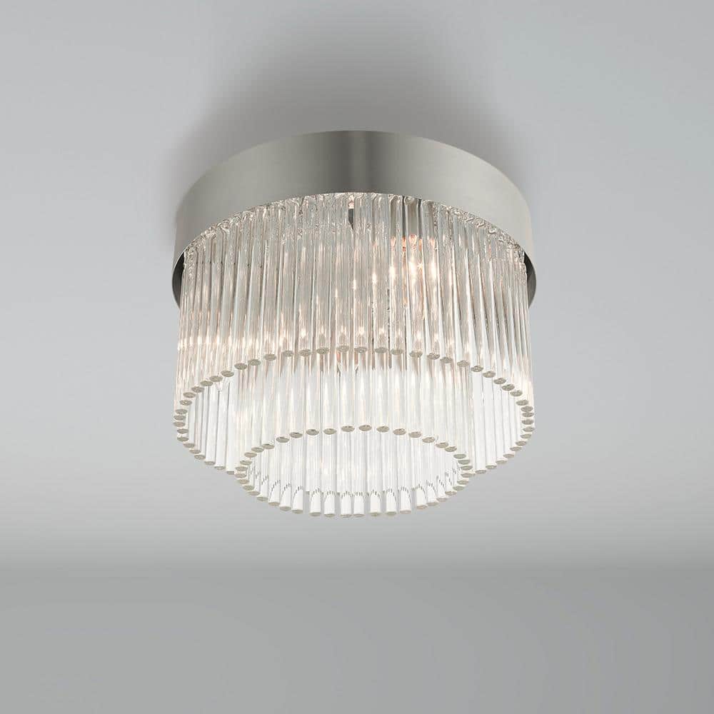 Norwich Sleek Crystal Rod 4-Light Flush Mount in Brushed Nickel