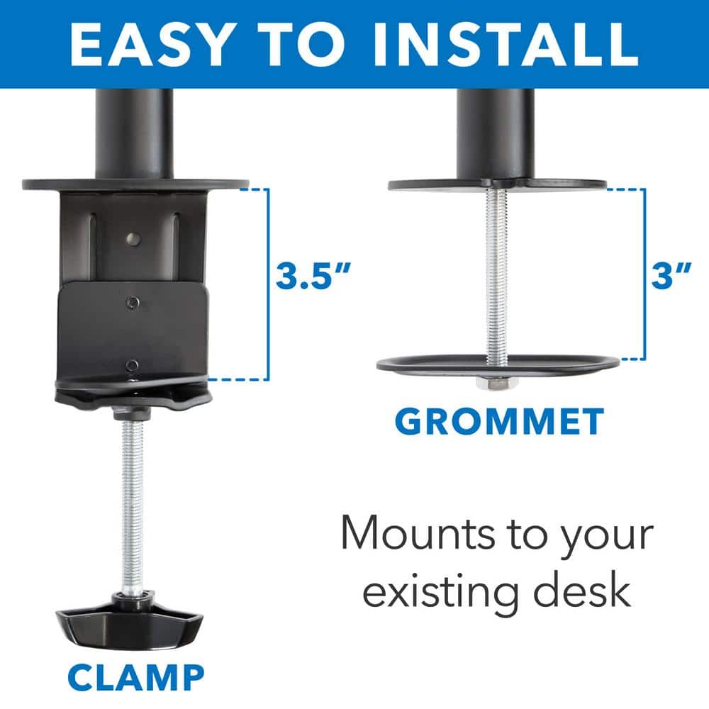 Black Steel Adjustable Quad Monitor Desk Mount